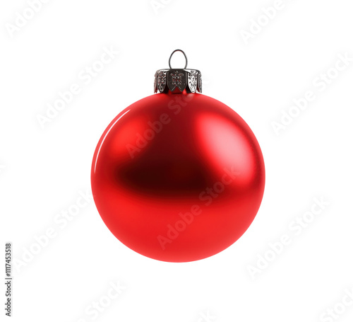 red christmas ball isolated on transparent background cutout