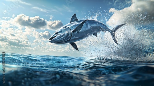 Jumping tuna ocean nature sea action playful