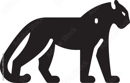 panther icon minimal silhouette style vector art illustration on a white background.
 photo