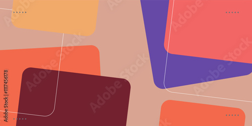 Abstract geometric background orange, purple and red overlapping square theme for graphic design. Eps10