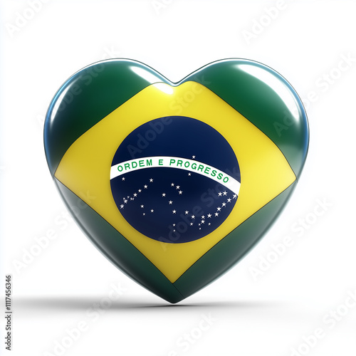 3d heart with the Brazil Flag
