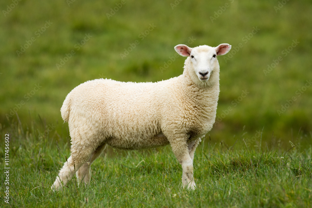 lamb in lush green grassy field lamb in lush green grassy field
