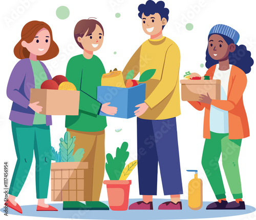 food donating to poor people helping poor people vector illustration graphic design artwork