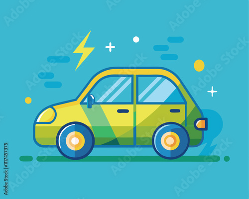 electric car eco battery car green car vector illustration graphic design artwork