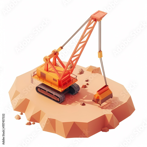 draglines 3d isometric illustration isolated on white background