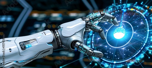 Futuristic InsurTech powered AI where artificial intelligence transforms underwriting claims processing and customer service creating a seamless and efficient insurance experience