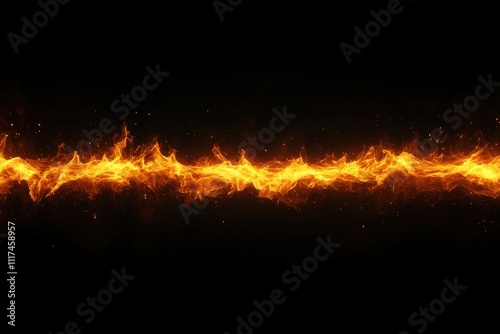 A vibrant flame line on a dark background, symbolizing energy and intensity. photo