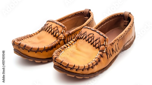 Wallpaper Mural Pair of Tan Leather Loafers with Stitching Torontodigital.ca