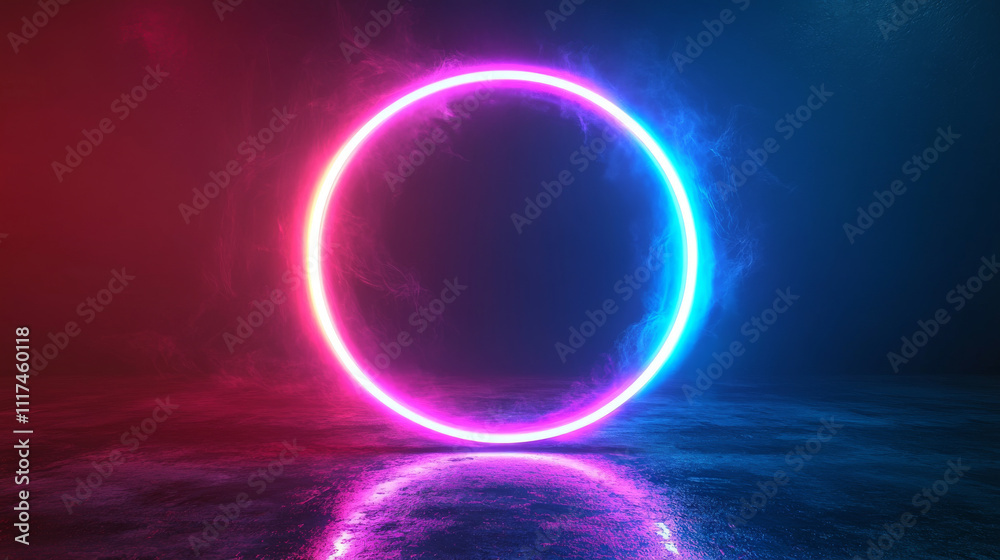 Circle neon light effect energy glow game portal Circle neon light effect energy glow game portal