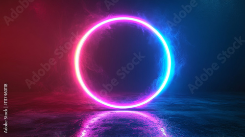 Circle neon light effect energy glow game portal