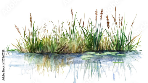 Wetlands watercolor illustration isolated transparent background