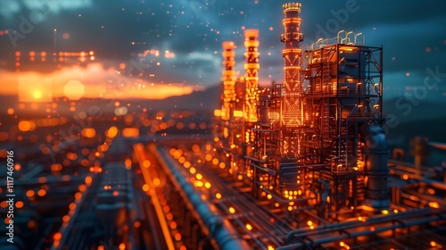Futuristic power plant optimization powered AI where artificial intelligence maximizes efficiency and reduces emissions creating a more sustainable and profitable energy sector