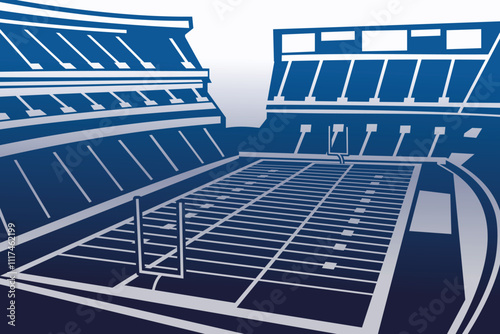 American Football Field Arena Stadium Luxury Blue Gradient Silhouette Vector