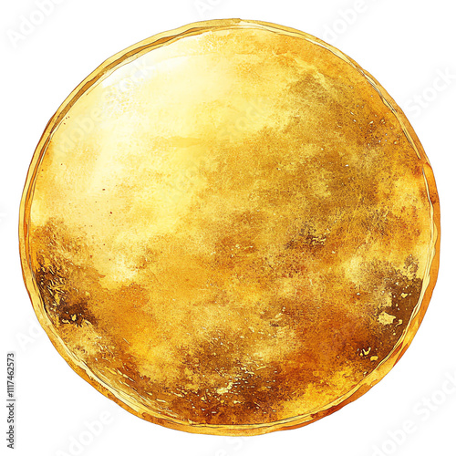 Golden celestial body with textured surface.,transparent background photo