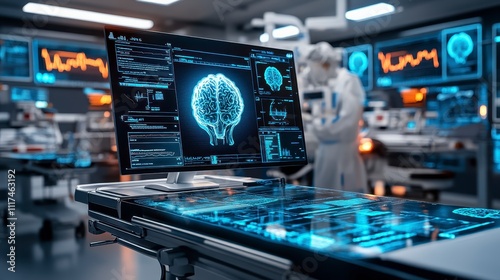 Wallpaper Mural Futuristic Medical Technology Brain Scan Interface in Hospital Operating Room Torontodigital.ca