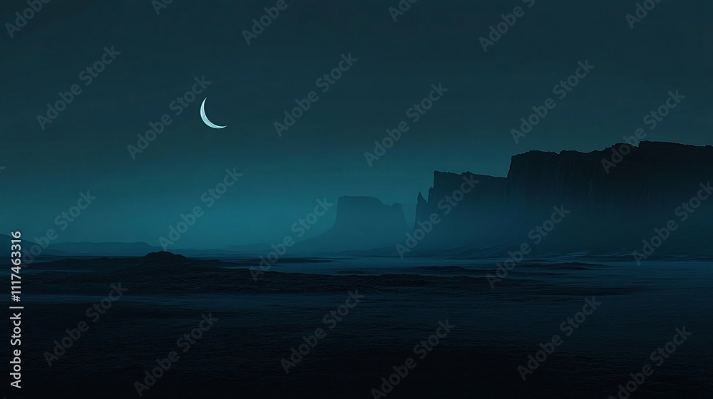 Stunning night sky view with shooting stars and a comet streaking across the dark sky over a mountain range, viewed from an uninhabited area. The breathtaking scenery offers a surreal, alien planet pe Stunning night sky view with shooting stars and a comet streaking across the dark sky over a mountain range, viewed from an uninhabited area. The breathtaking scenery offers a surreal, alien planet pe