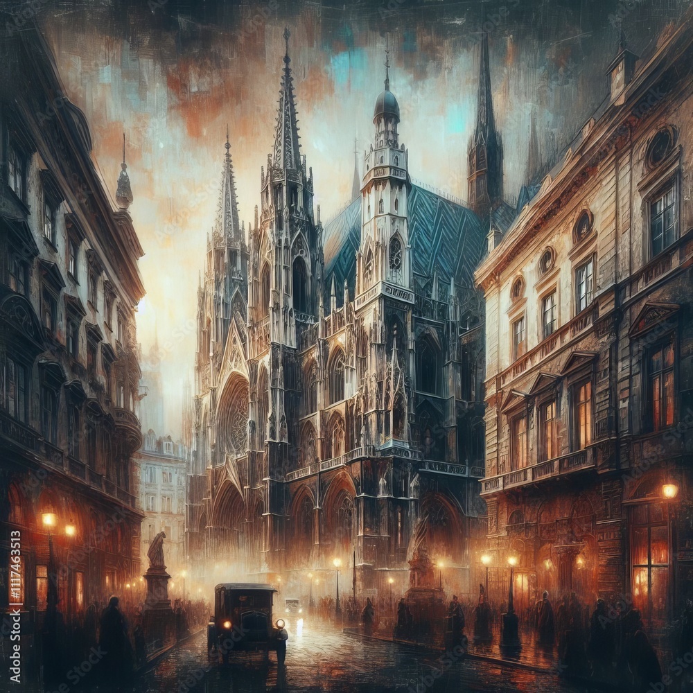 Fototapeta premium 95 Gothic Revival Vienna A haunting gothic revival inspired pain