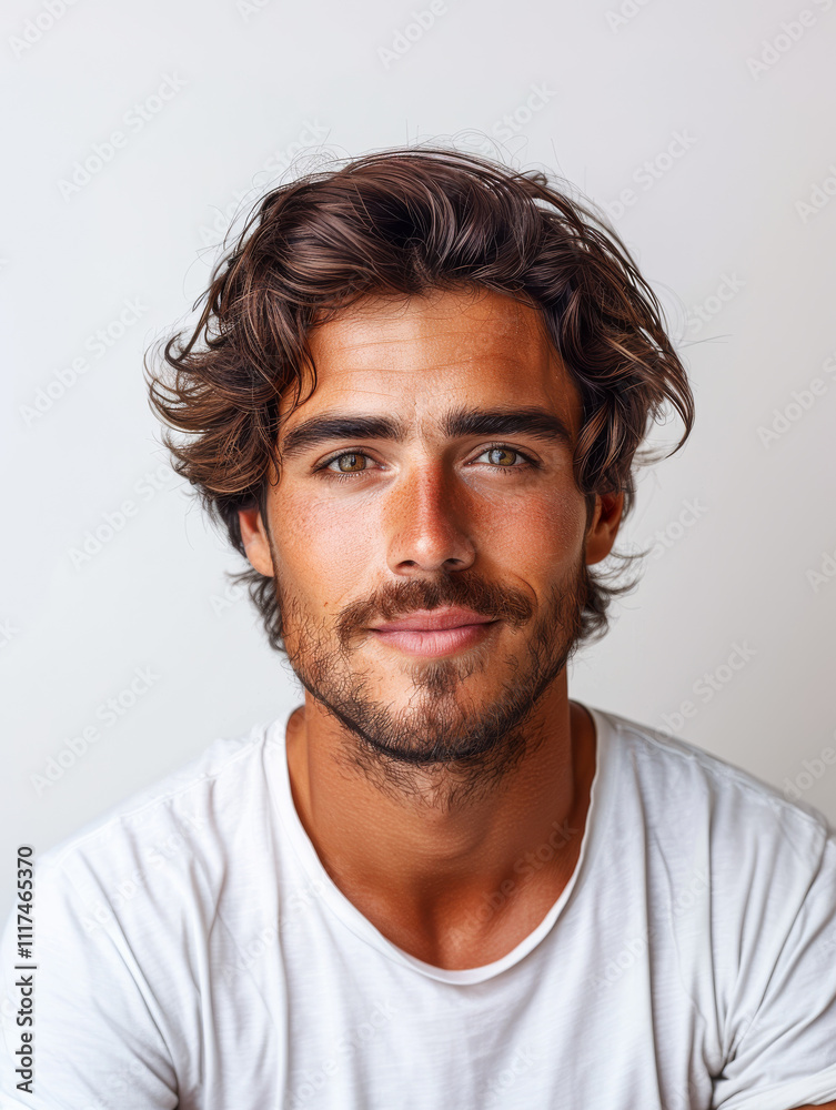 Fototapeta premium Male hairdresser model with sunny smile