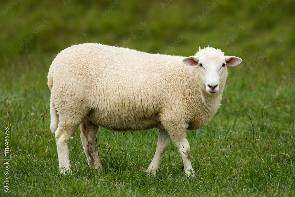 lamb in lush green grassy field lamb in lush green grassy field