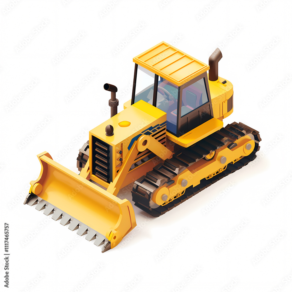 Obraz premium bulldozer 3d isometric illustration isolated on white background