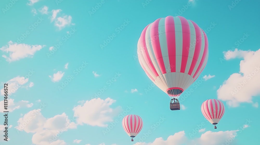 Obraz premium Colorful hot air balloons against blue sky 
