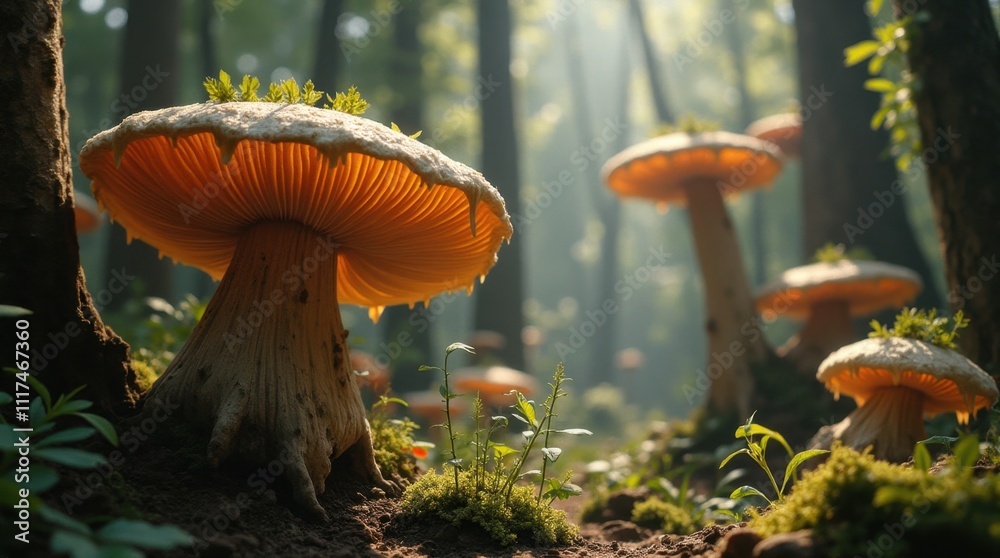 Fototapeta premium Civilization Within a Sentient Fungal Network