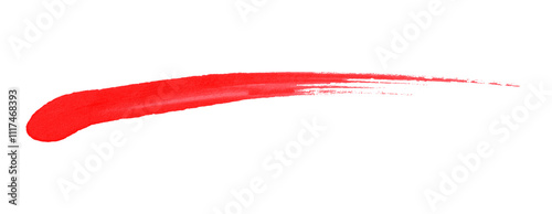 Red brush stroke isolated on transparent background.