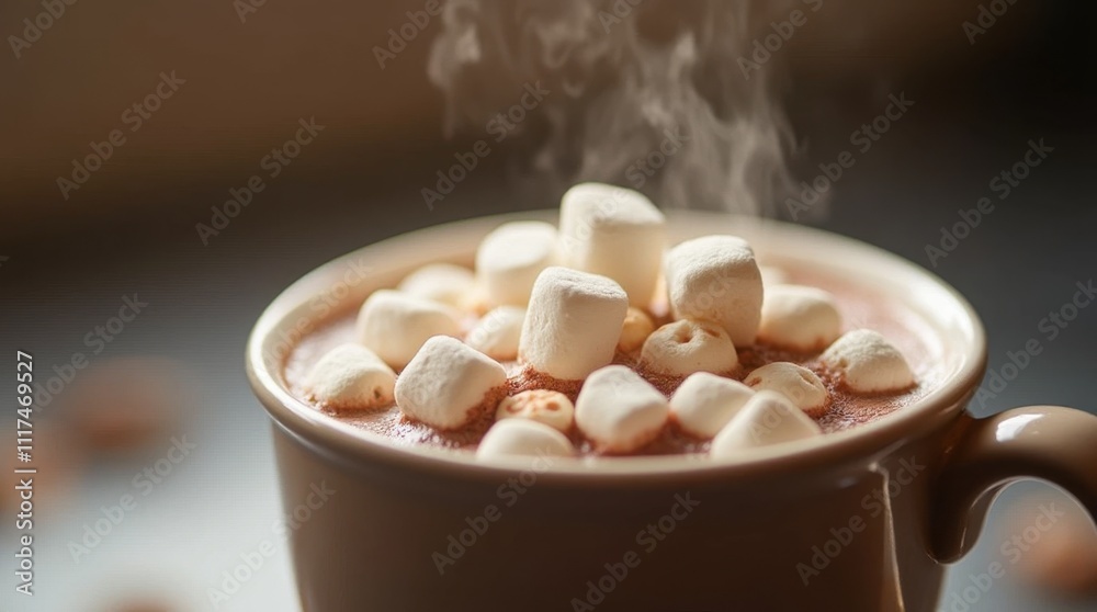 Steaming Cup of Hot Chocolate with Marshmallows Steaming Cup of Hot Chocolate with Marshmallows