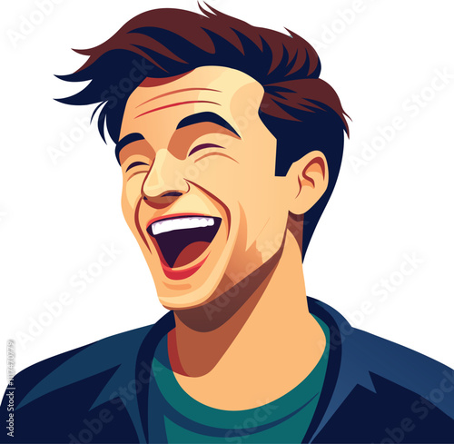 happy man laughing isolated vector illustration graphic design artwork