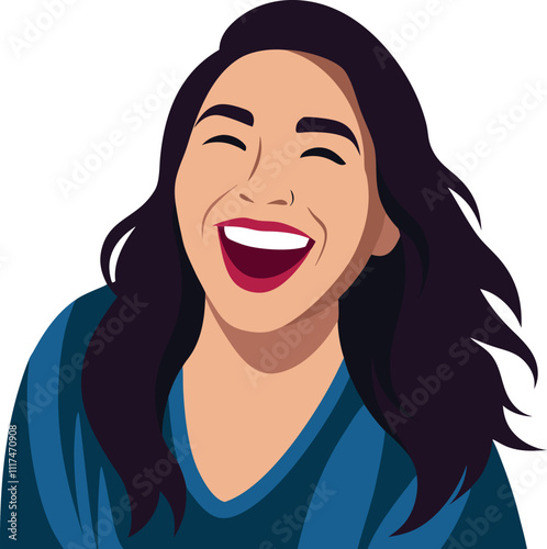 happy woman laughing isolated vector illustration graphic design artwork