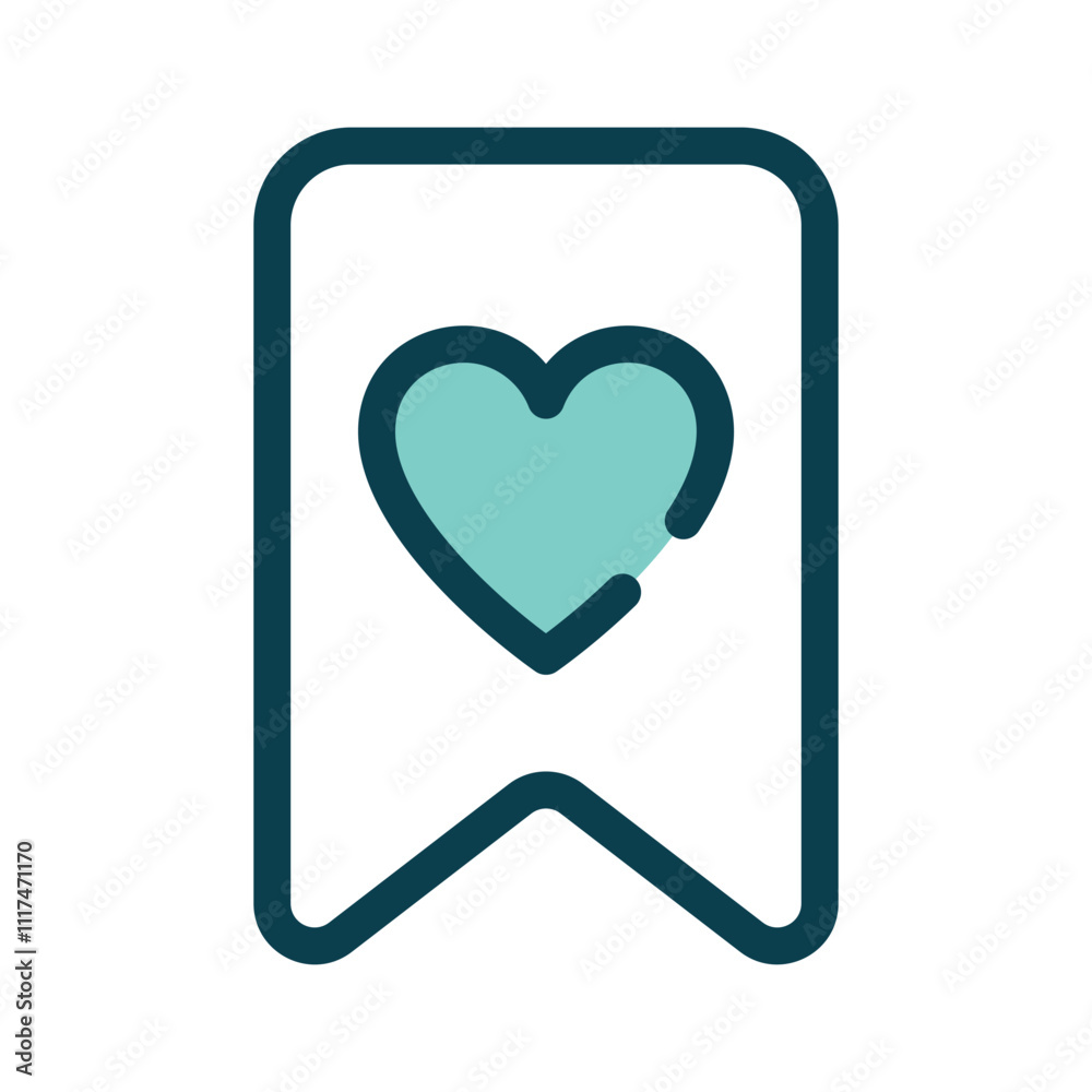 A heart inside a bookmark, symbolizing favorite or valued items A heart inside a bookmark, symbolizing favorite or valued items