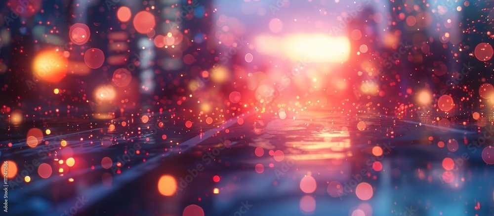 Obraz premium Captivating and ethereal digital artwork depicting a mesmerizing celestial dreamscape with glowing shimmering lights and reflections set against a serene mystical night sky
