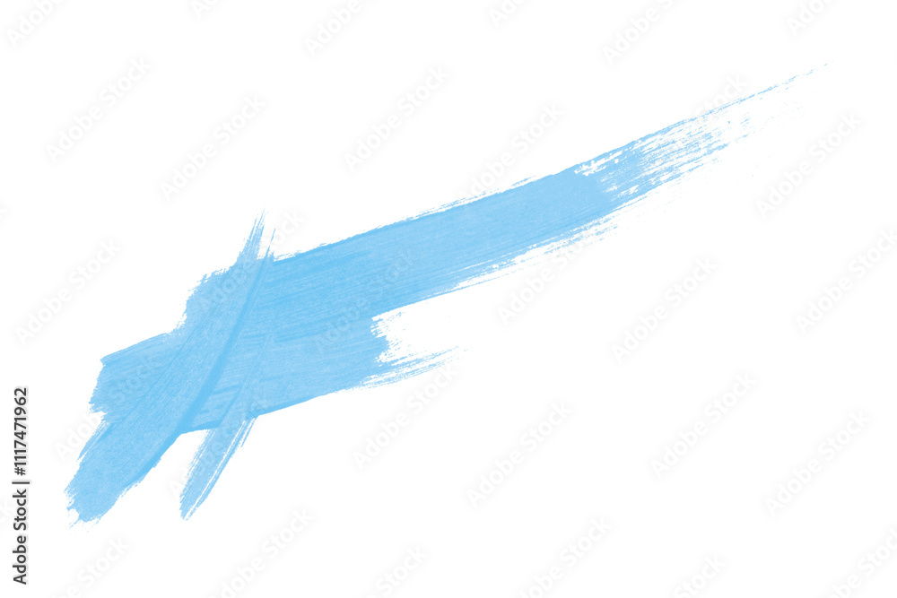 Light blue brush stroke isolated on transparent background.