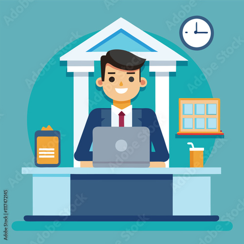 male bank employee accountant vector illustration graphic design art