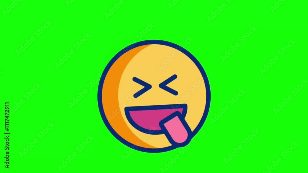 Squinting face with tongue emoji animation loop on green screen background with playful look Squinting face with tongue emoji animation loop on green screen background with playful look