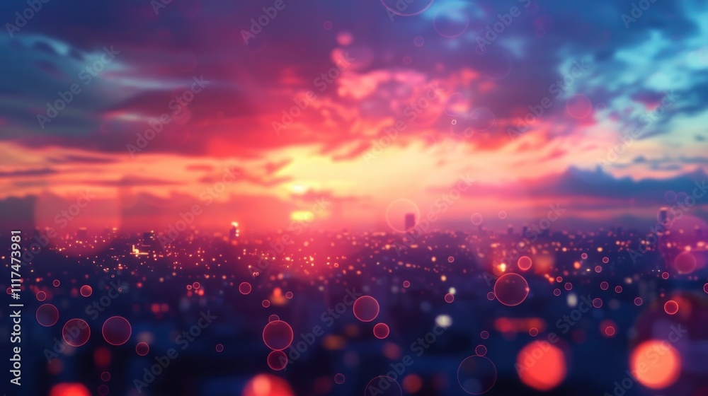 Stunning vibrant sunset over a glowing cityscape with dramatic clouds and colorful lights illuminating the urban skyline in the evening sky Panoramic view of a modern metropolis with skyscrapers Stunning vibrant sunset over a glowing cityscape with dramatic clouds and colorful lights illuminating the urban skyline in the evening sky Panoramic view of a modern metropolis with skyscrapers