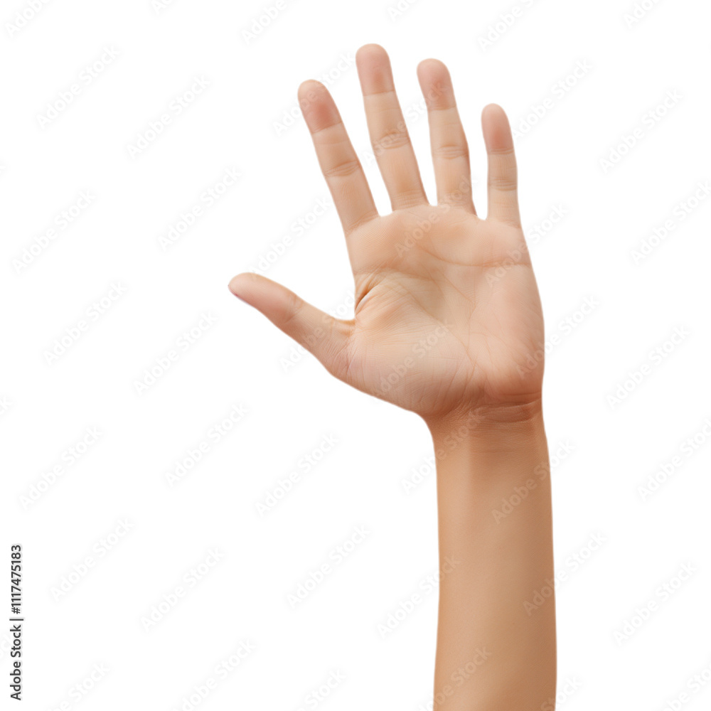 Extended Hand in Welcoming Gesture Isolated on White and Transparent Background. Greeting and Communication Concept. Generative AI