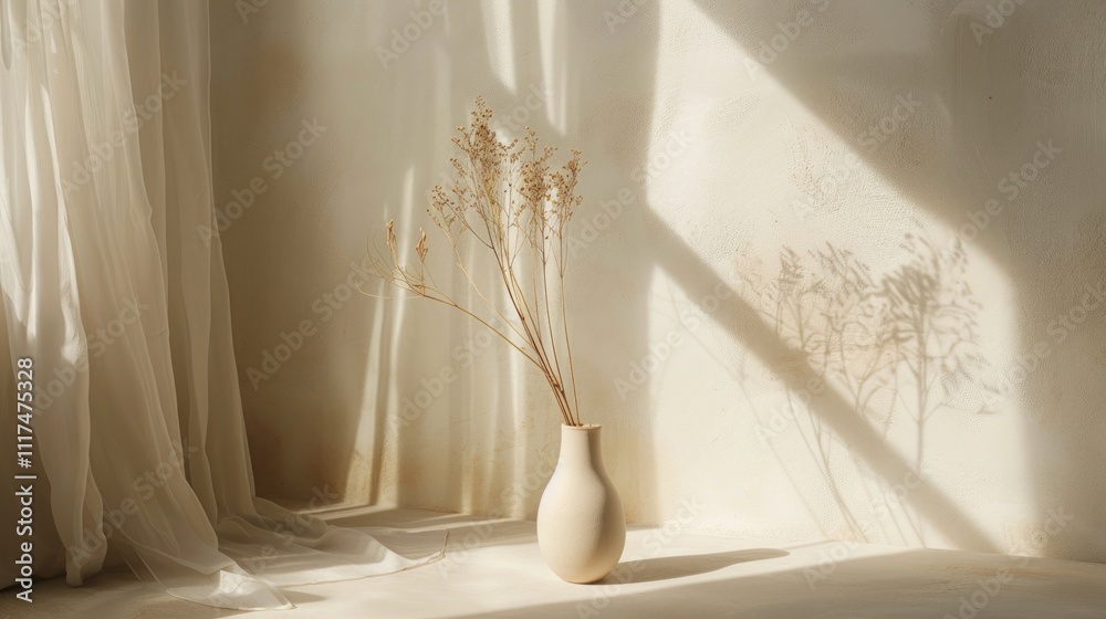 Dried Flowers in a Vase on a Windowsill