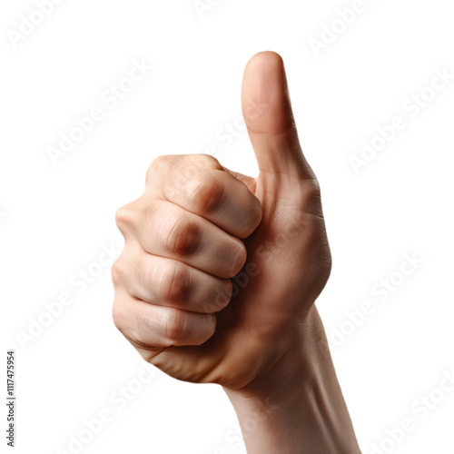 Hand Giving Thumbs Up Isolated on White and Transparent Background. Approval and Success Concept. Generative AI