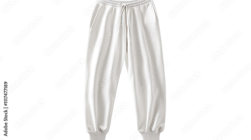 White Sweatpants with Drawstring and Pockets White Sweatpants with Drawstring and Pockets