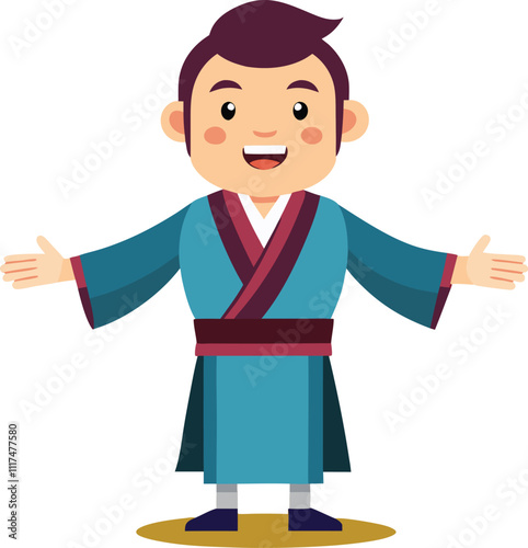 traditional japanese man in kimono culture dress avatar vector illustration graphic design artwork