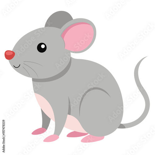 Adorable Gray Mouse Illustration: Minimalistic Animal Art"