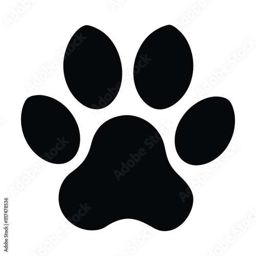 Simple Black Animal Paw Print Icon for Versatile Use"