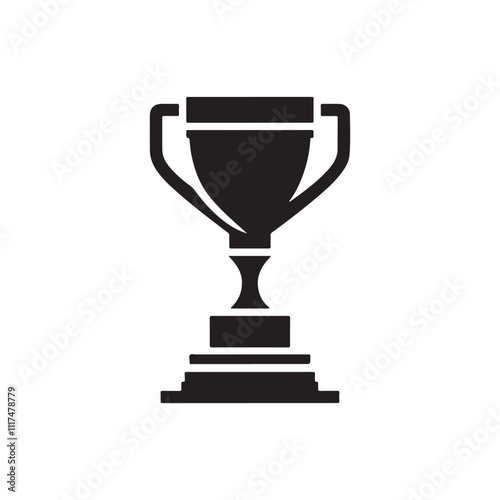 Bold Trophy Silhouette Vector - Ideal for Sports and Achievements
