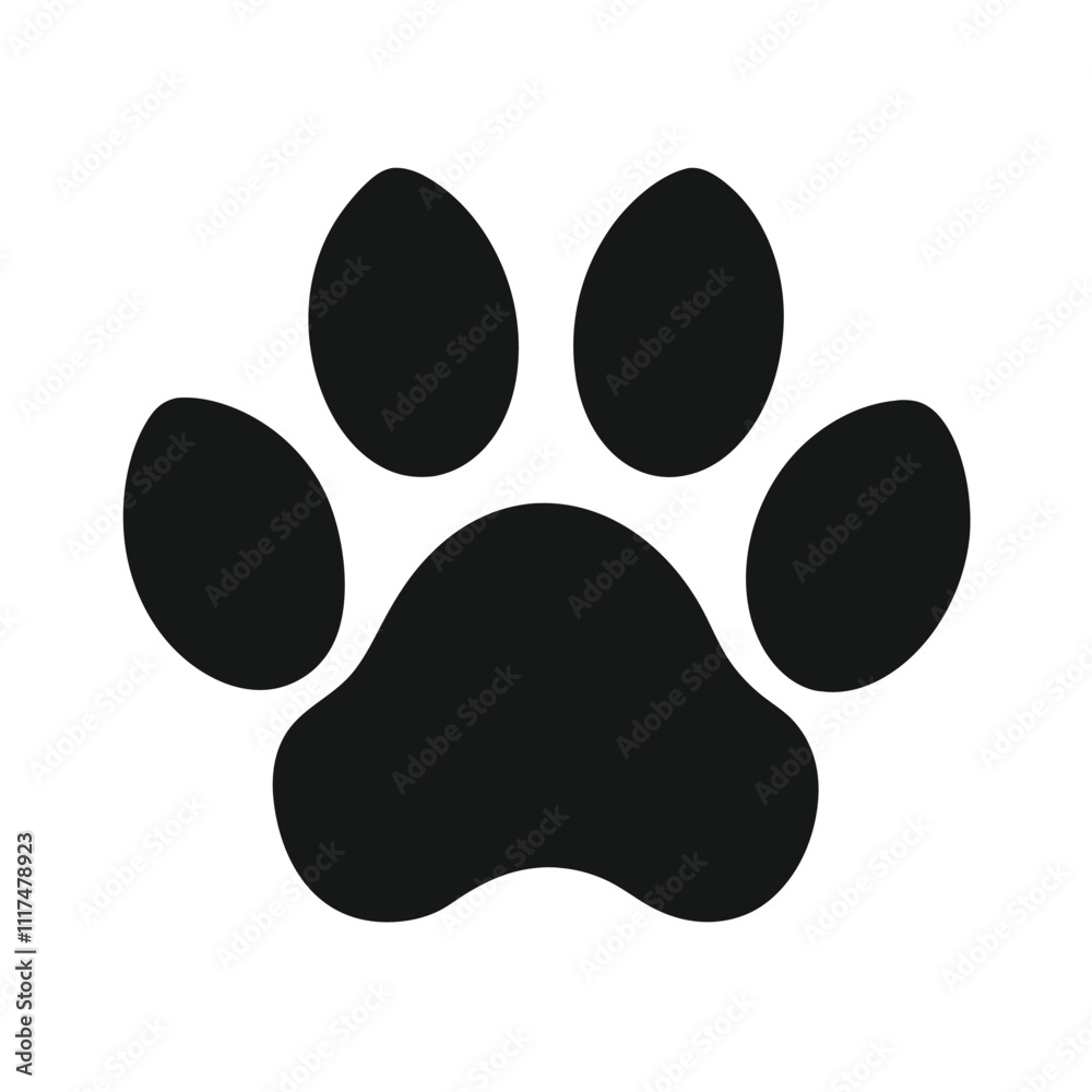Simple Black Animal Paw Print Icon for Versatile Use Simple Black Animal Paw Print Icon for Versatile Use