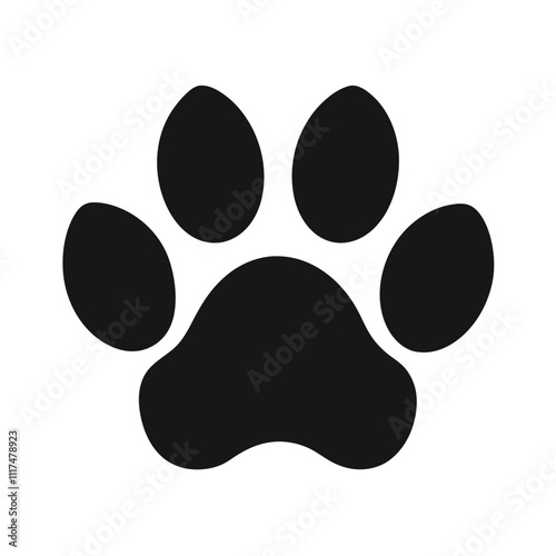 Simple Black Animal Paw Print Icon for Versatile Use"