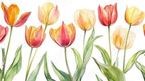 Wallpaper Mural Watercolor Tulips: A Vibrant Spring Floral Display Torontodigital.ca