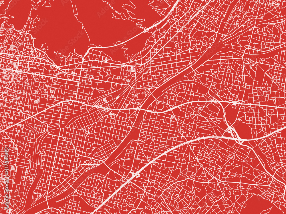Christmas Map of Fuefuki, Japan in Snowy White on Festive Red Background. Christmas Map of Fuefuki, Japan in Snowy White on Festive Red Background.