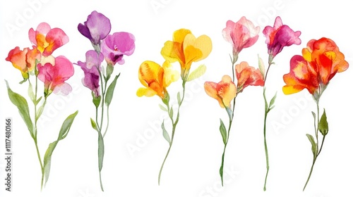 Wallpaper Mural Watercolor Floral Arrangement - Vibrant Flowers in Pastel Colors Torontodigital.ca