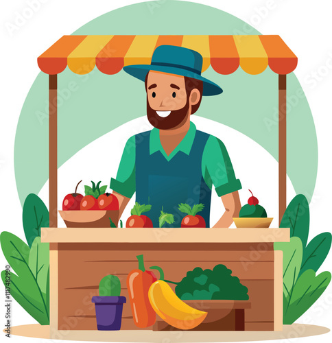 vegetables seller vegetables shop vegetables selling vector illustration graphic design artwork